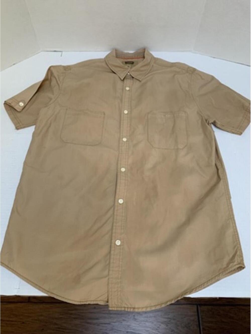 Foundry Mens Size XL Tall XLT Tan Cotton Short Sleeve Shirt